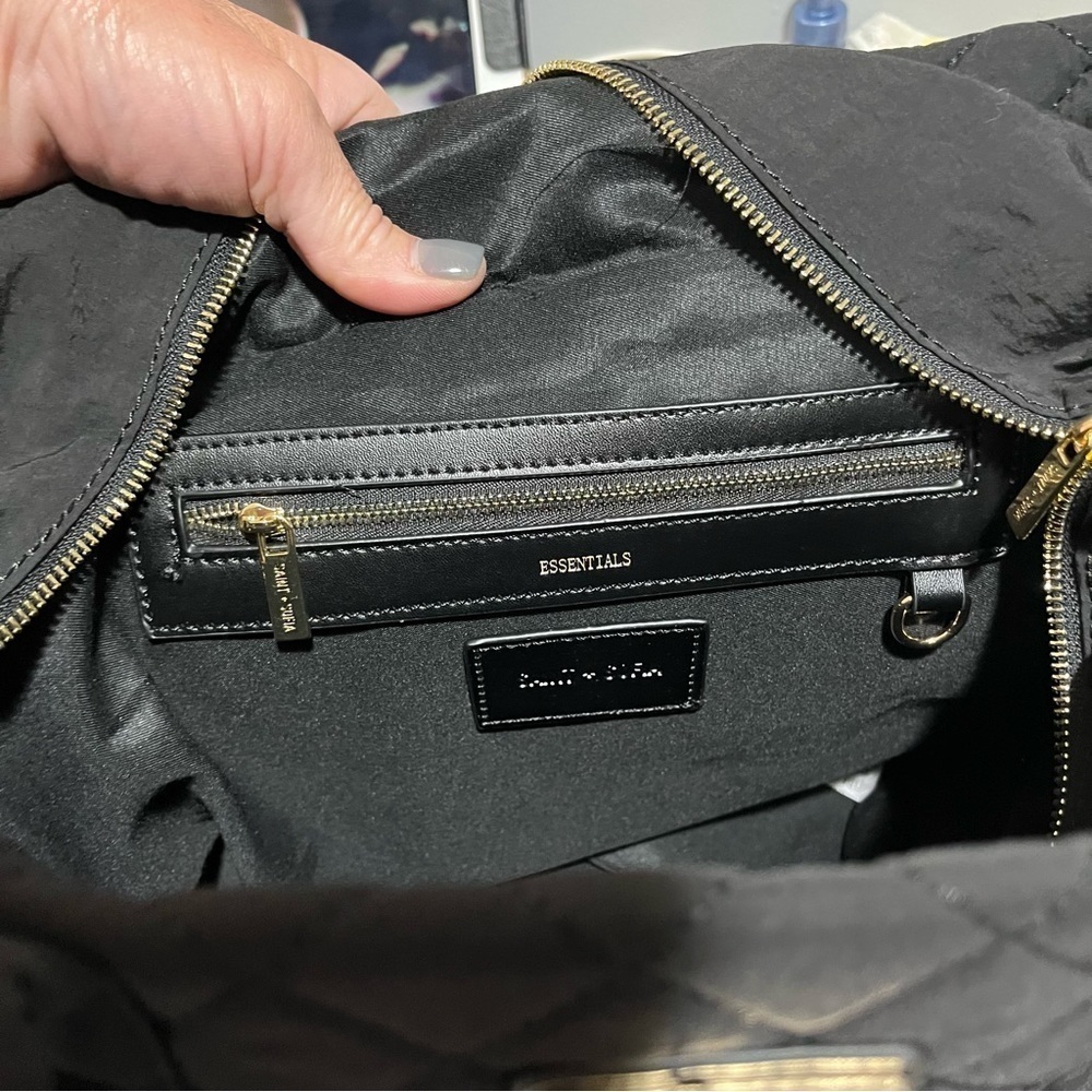 Saint + Sofia Marina Quilted Shopper Bag Black Travel Bag Internal Bag Straps - Picture 12 of 12